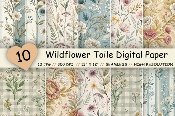 Download Wildflower Toile Digital Paper Pack - Flow Collection