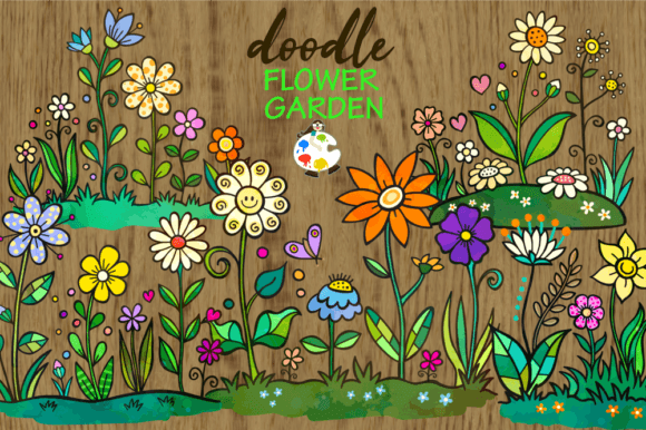 Download Doodle Flower Garden Design Elements - Flow Collection