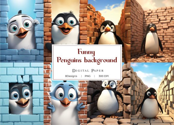 Download 3D Funny Penguin Christmas Background - Christmas background Collection