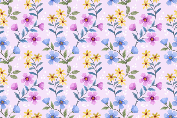 Download Pink Yellow and Blue Flower Pattern. - Flow Collection