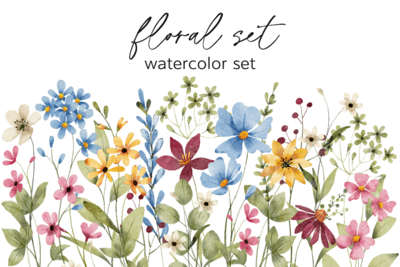 Download Floral Watercolor Set, Flowers, Leaves. - Flow Collection