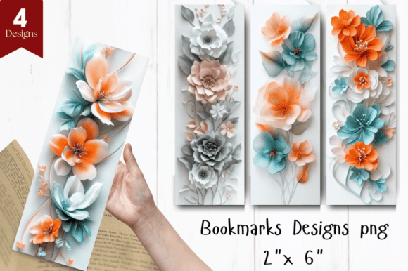 Download 3D Flowers Bookmark PNG Design - Flow Collection