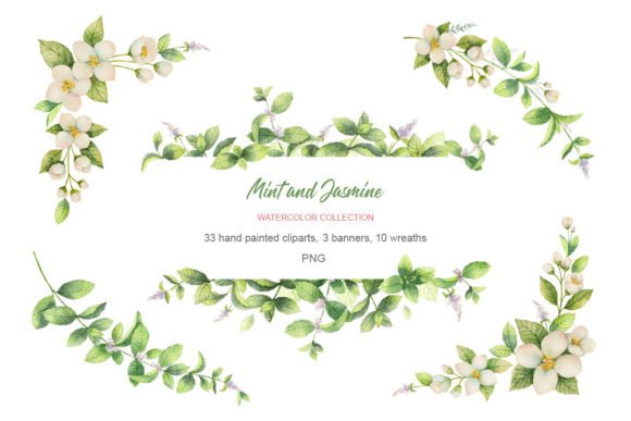 Download Watercolor Flower Elements and Wreaths - Flow Collection