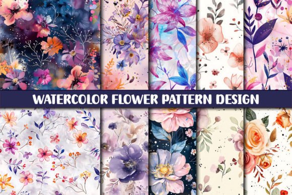 Download Watercolor Flower Pattern Design - Flow Collection