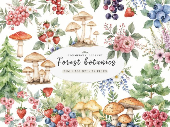Download Watercolor Botanical Forest Wildflower - Flow Collection