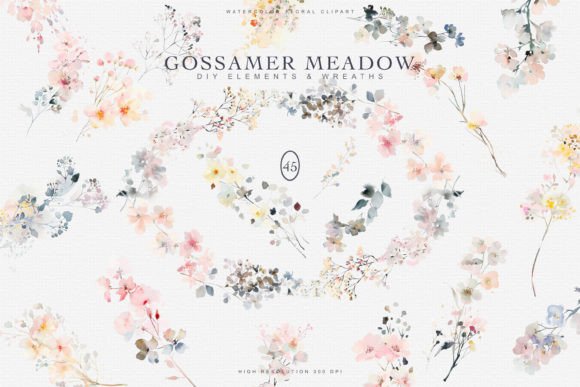 Download Watercolor Wildflowers Digital Clipart - - Flow Collection