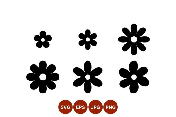 Download Simple Black Flower Shapes Vector - Flow Collection