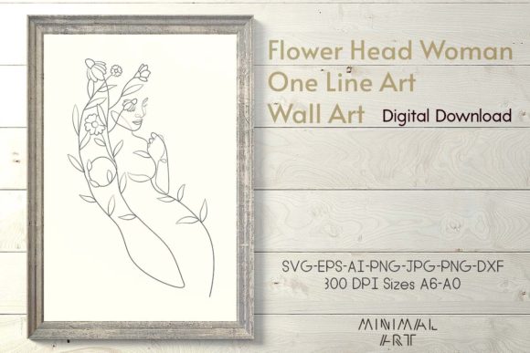 Download 1 Flower Head Woman One Line Art Wall Ar - Flow Collection