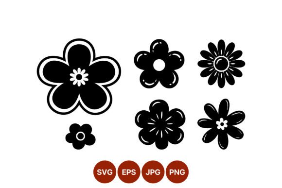 Download Black White Flower Shapes Vector Art - Flow Collection