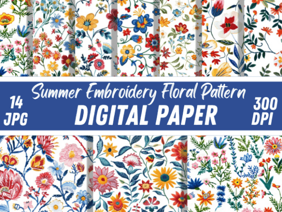 Download Summer Embroidery Floral Flower Pattern - Flow Collection