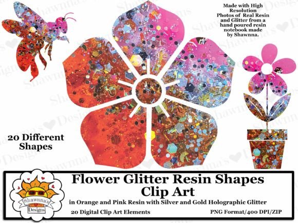 Download Orange and Pink Flower Shapes Clipart - Flow Collection