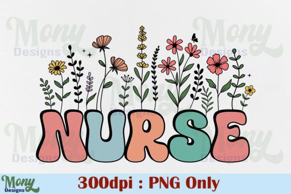 Download Retro Nurse PNG, Floral Flower Design - Flow Collection
