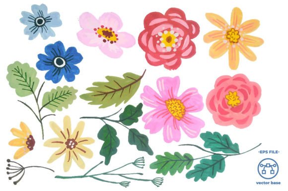 Download Watercolor Flower Elements Clip Art - Flow Collection