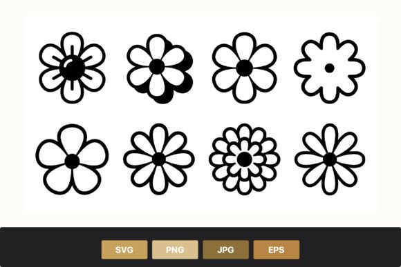 Download Simple Black and White Flower Shapes - Flow Collection