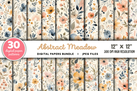 Download Abstract Meadow Flower Pattern Bundle - Flow Collection