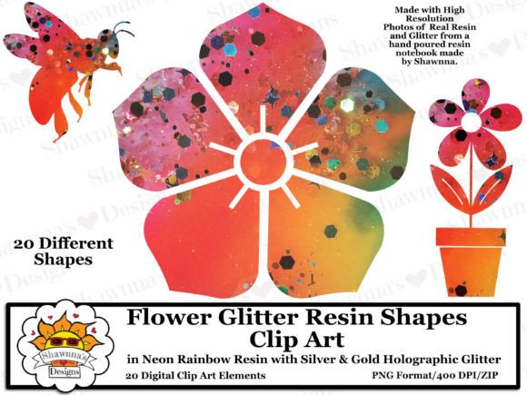 Download Neon Rainbow Resin Flower Shapes Clipart - Flow Collection