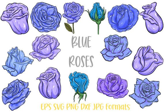 Download Blue Rose Flower Line Art Illustrations - Flow Collection