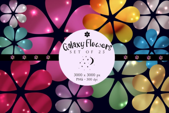 Download Colorful Flowers with Stars Clipart - Flow Collection