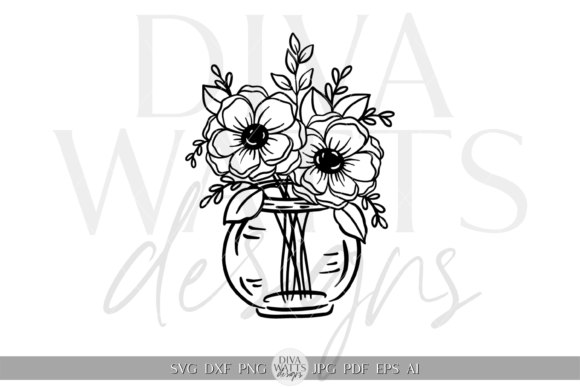 Download Flowers in Vase Silhouette Design SVG - Flow Collection