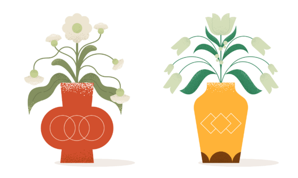 Download Flat Abstract Trendy Flowers in Vase - Flow Collection